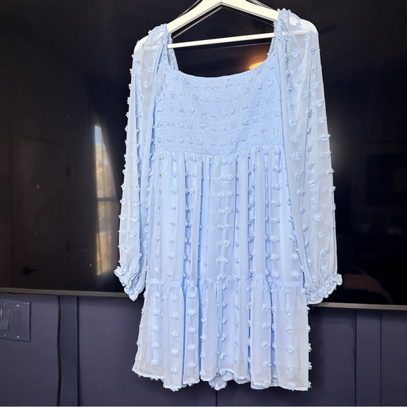 Crystal Doll Light Blue Long Sleeve Dress - Picture 3 of 6